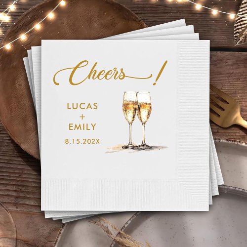 Elegant Modern Cheers Script Glasses Wedding Napkins