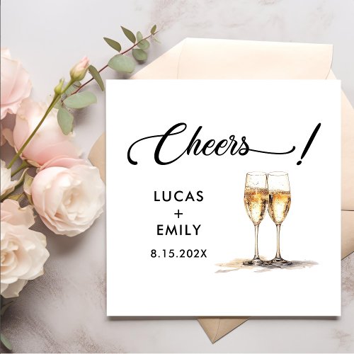 Elegant Modern Cheers Script Glasses Wedding Napkins