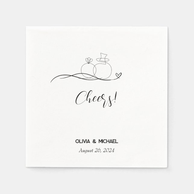 Elegant modern cheers script minimalist napkins (Front)