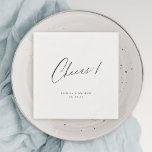 Elegant modern cheers script minimalist wedding napkins<br><div class="desc">Modern cheers script minimalist design in charcoal black and white,  simple and elegant. Great for modern wedding and other events. 
See all the matching pieces in collection.</div>
