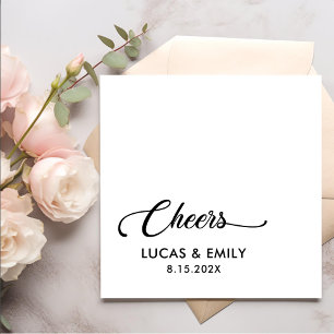 Elegant Modern Cheers Script Minimalist Wedding Napkins