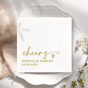 Elegant Modern Cheers Script Minimalist Wedding Napkins