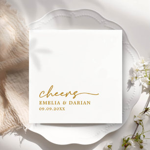 Elegant Modern Cheers Script Minimalist Wedding Napkins