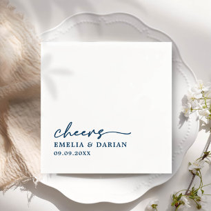 Elegant Modern Cheers Script Minimalist Wedding Napkins