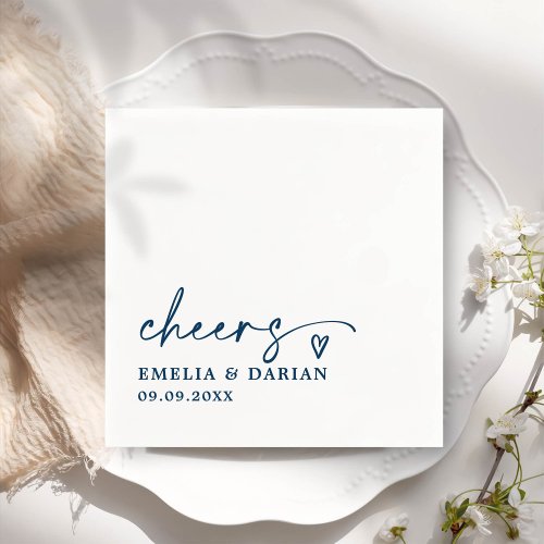 Elegant Modern Cheers Script Minimalist Wedding Napkins