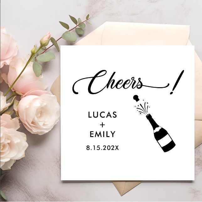 Elegant Modern Cheers Script Minimalist Wedding Napkins (Creator Uploaded)