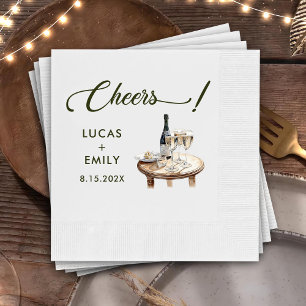 Elegant Modern Cheers Script Wine Glasses Wedding Napkins