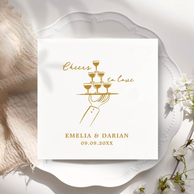Elegant Modern Cheers to Love Minimalist Wedding N Napkins (Creator Uploaded)