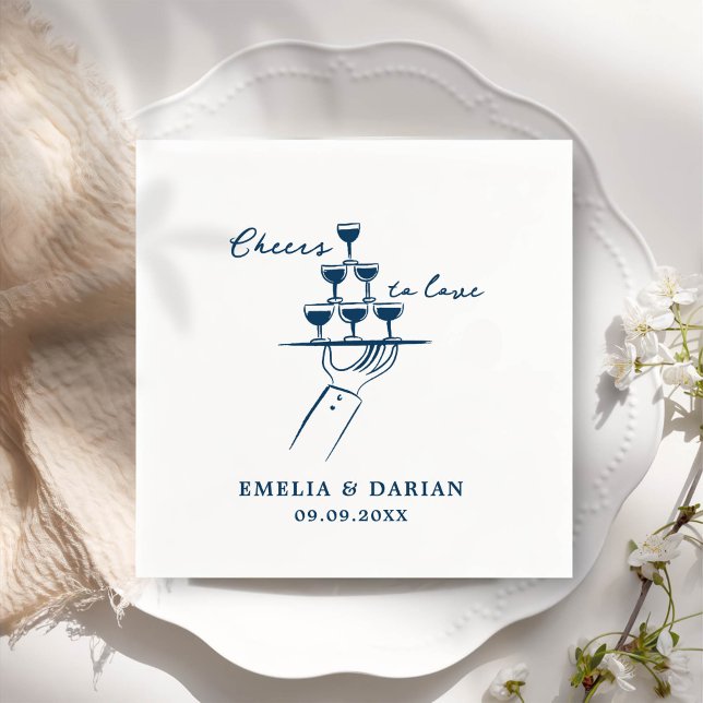 Elegant Modern Cheers to Love Minimalist Wedding N Napkins (Creator Uploaded)
