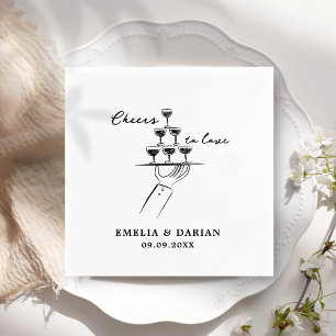 Elegant Modern Cheers to Love Minimalist Wedding N Napkins