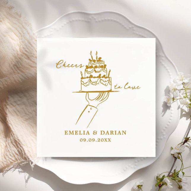 Elegant Modern Cheers to Love Minimalist Wedding N Napkins (Creator Uploaded)