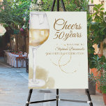 Elegant Modern Cheers White Wine 50th Birthday Foam Board<br><div class="desc">Celebrate a milestone in style with this sophisticated 50th birthday Welcome sign. The design features a watercolor white wine glass on the left, paired with the elegant script text “Cheers to 50 years” on the right. Party details are displayed in a clean serif font on a light off-white background, giving...</div>