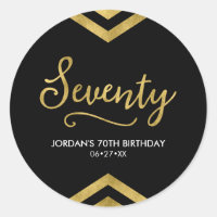 Elegant Modern Chevron Geometric 70th Birthday Classic Round Sticker