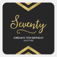 Elegant Modern Chevron Geometric 70th Birthday Square Sticker