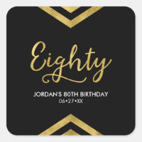 Elegant Modern Chevron Geometric 80th Birthday Square Sticker