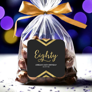 Elegant Modern Chevron Geometric 80th Birthday Square Sticker