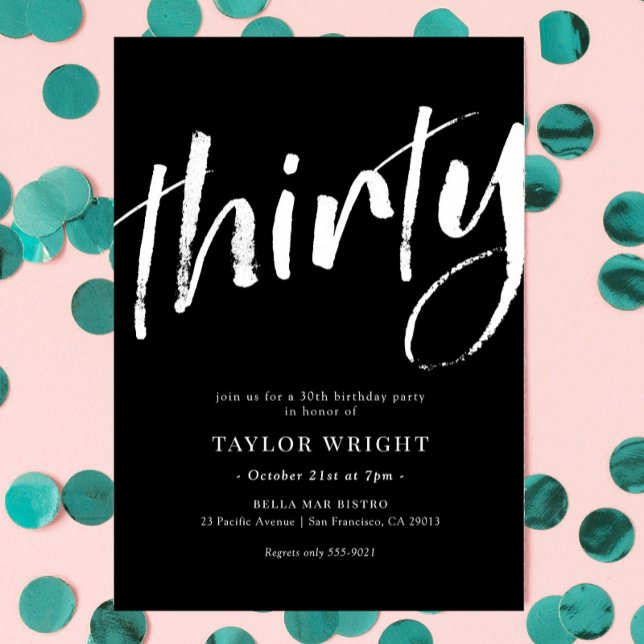Elegant Modern Chic 30th Birthday Party Invitation (Creator Uploaded)