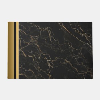 Elegant Modern Chic Black And Gold Marble Pattern Doormat by Sozo4all at Zazzle