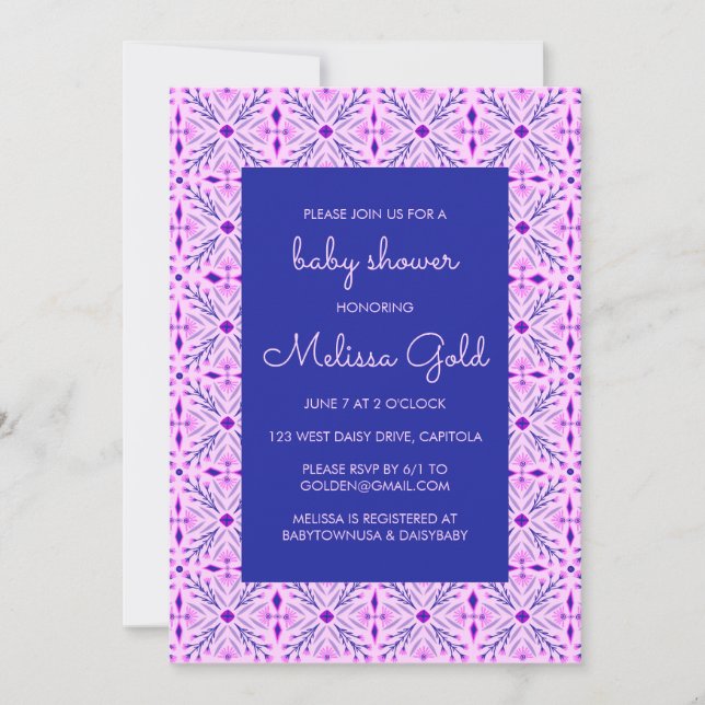Elegant Modern Chic Boho Tile CUSTOM BABY SHOWER  Invitation (Front)