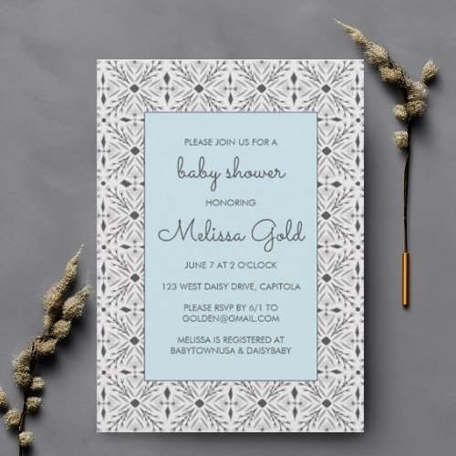 Elegant Modern Chic Boho Tile CUSTOM BABY SHOWER  Invitation