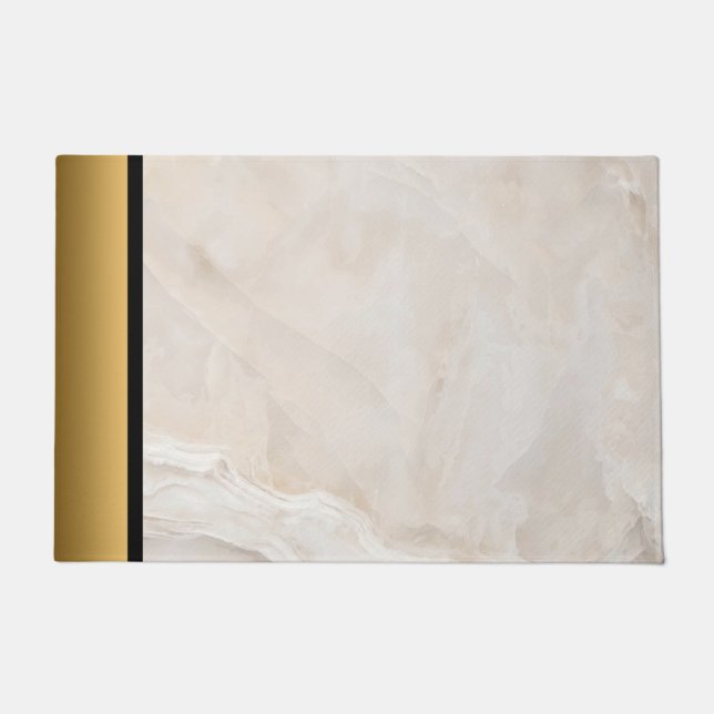 Elegant Modern Chic Cream Gold Marble Pattern  Doormat (Front)