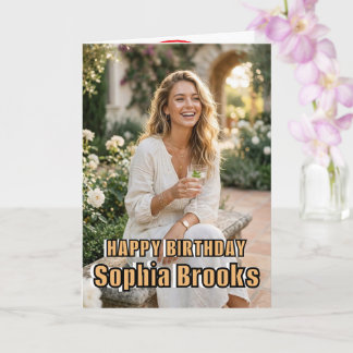 Elegant Modern Chic Custom Photo Birthday Greeting Card