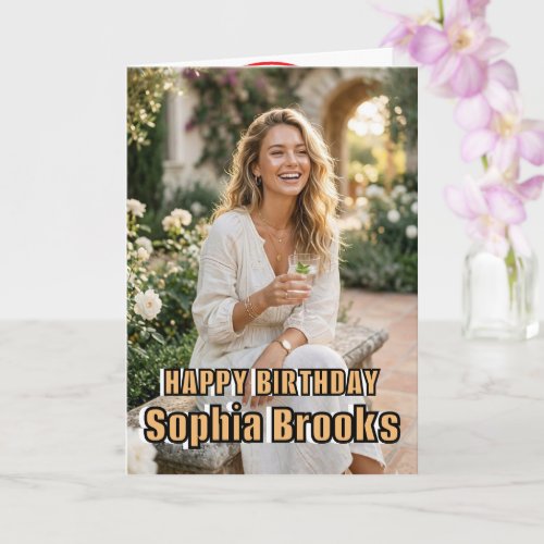 Elegant Modern Chic Custom Photo Birthday Greeting Card
