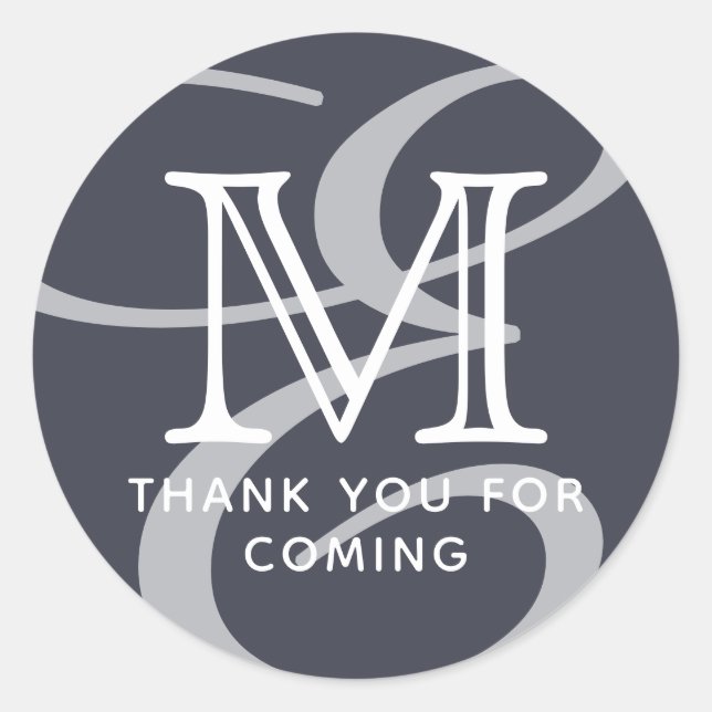 Elegant Modern Chic Double Monogram Thank You Classic Round Sticker (Front)