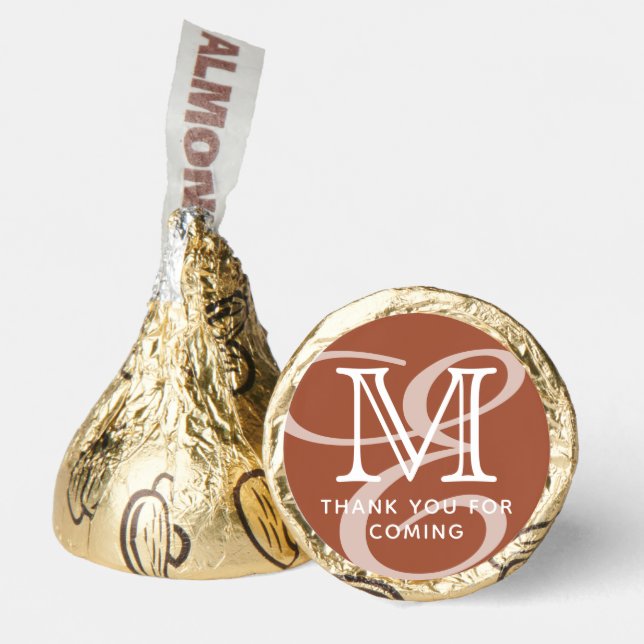 Elegant Modern Chic Double Monogram Thank You Hershey®'s Kisses® (Front)