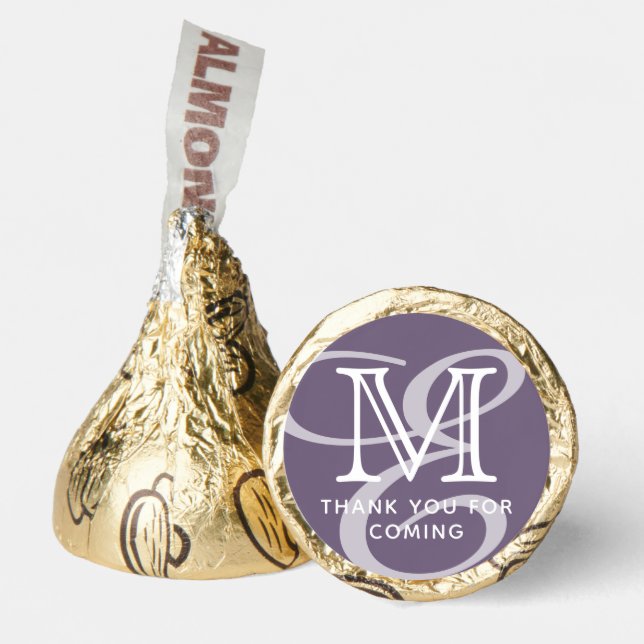 Elegant Modern Chic Double Monogram Thank You Hershey®'s Kisses® (Front)