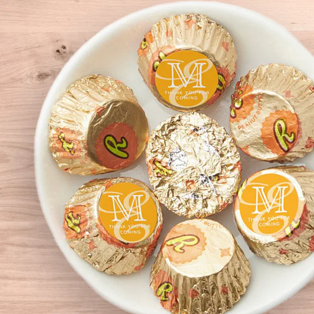 Elegant Modern Chic Double Monogram Thank You Reese's Peanut Butter Cups
