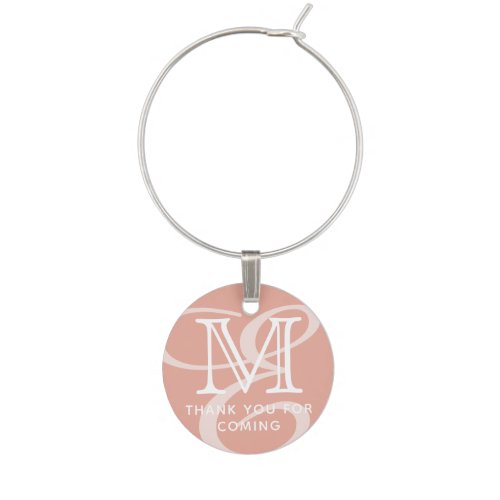 Elegant Modern Chic Double Monogram Thank You Wine Charm