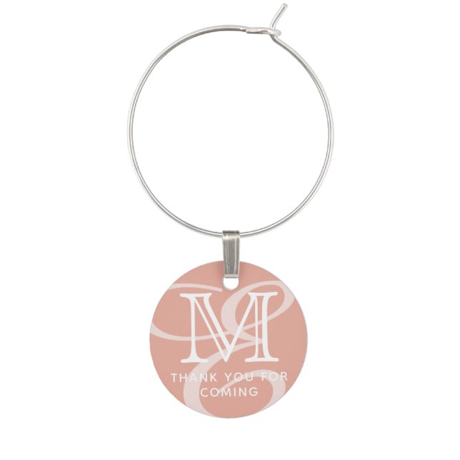 Elegant Modern Chic Double Monogram Thank You Wine Charm (First Charm)
