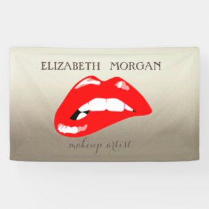 Elegant Modern Chic Glamorous ,Luminous, Red Lips Banner