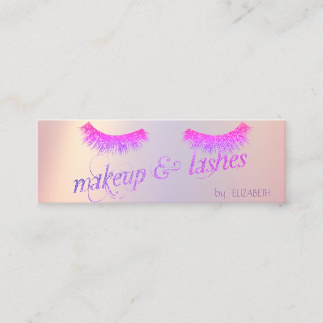 Elegant Modern Chic Glitter Lashes, Makeup Mini Business Card (Front)