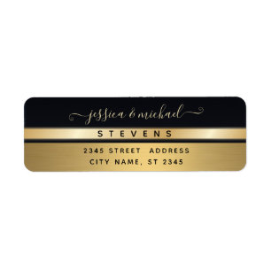 Elegant modern chic gold/black wedding label