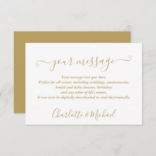 Elegant Modern Chic Gold Event Message Card