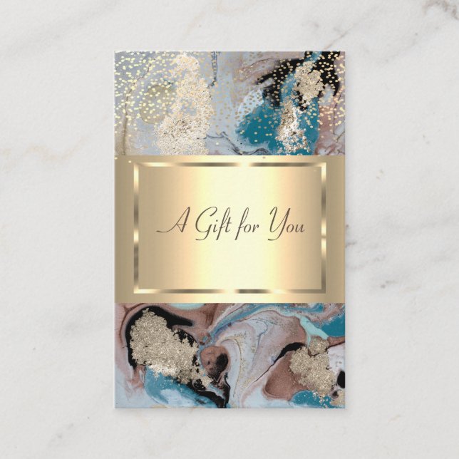 Elegant Modern Chic Gold Frame, Confetti,Marble Discount Card (Front)