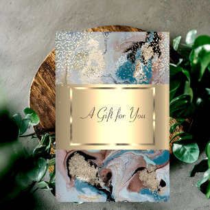 Elegant Modern Chic Gold Frame, Confetti,Marble Discount Card