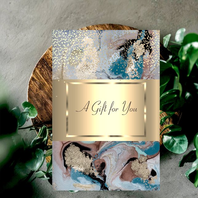 Elegant Modern Chic Gold Frame, Confetti,Marble Discount Card (Creator Uploaded)
