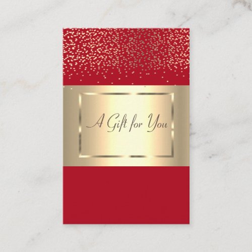 Elegant Modern Chic Gold Frame Confetti Red Discount Card