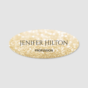 Elegant modern chic gold glittery bokeh name tag