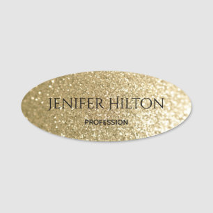 Elegant modern chic gold glittery bokeh name tag
