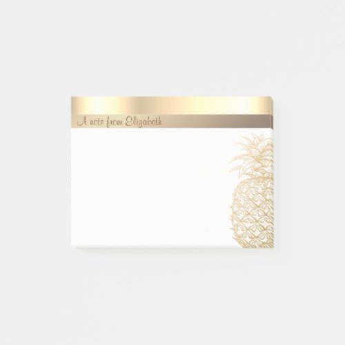Elegant Modern Chic Gold Pineapple_  Personalized  Post_it Notes
