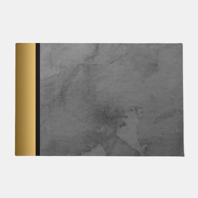 Elegant Modern Chic Gray and Gold Marble Pattern Doormat (Front)