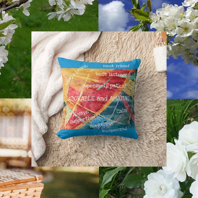 Elegant Modern Chic Great Mother Adorable Amazing  Throw Pillow (To an Adorable and Amazing Mother on Mother's Day! Elegant pillow with an amazing mother's qualities)