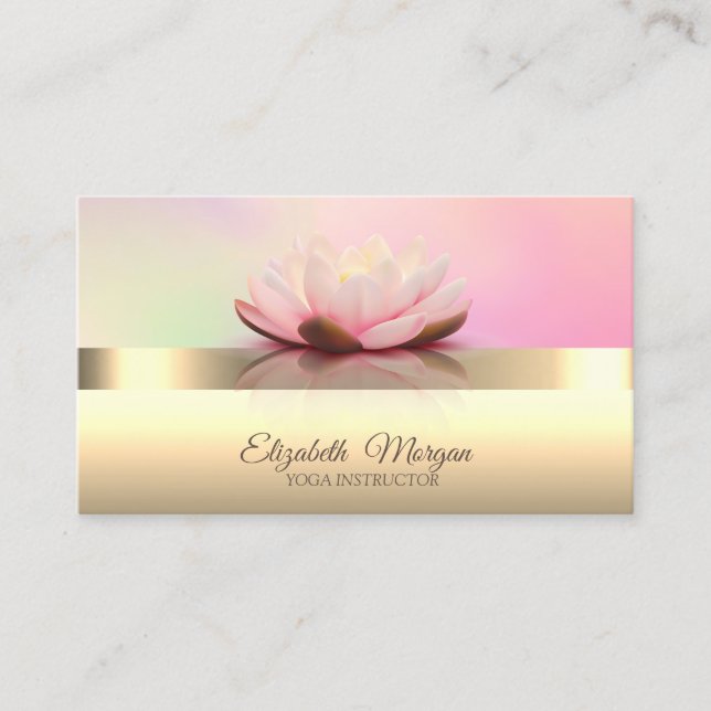 Elegant Modern Chic Lotus Flower Yoga Instructor Business Card (Front)