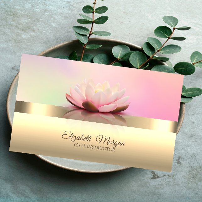 Elegant Modern Chic Lotus Flower Yoga Instructor Business Card (Creator Uploaded)