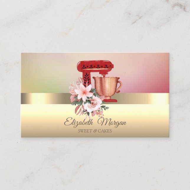 Elegant Modern Chic Mixer Flower Business Card (Front)