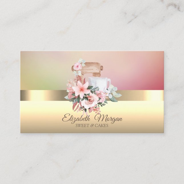 Elegant Modern Chic Mixer Flowers Roses Business Card (Front)